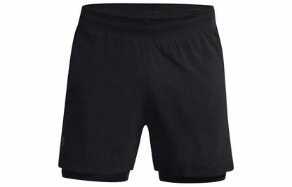 Under armour 2-в-1 тренировочные атлетические шорты для бега мужские черные