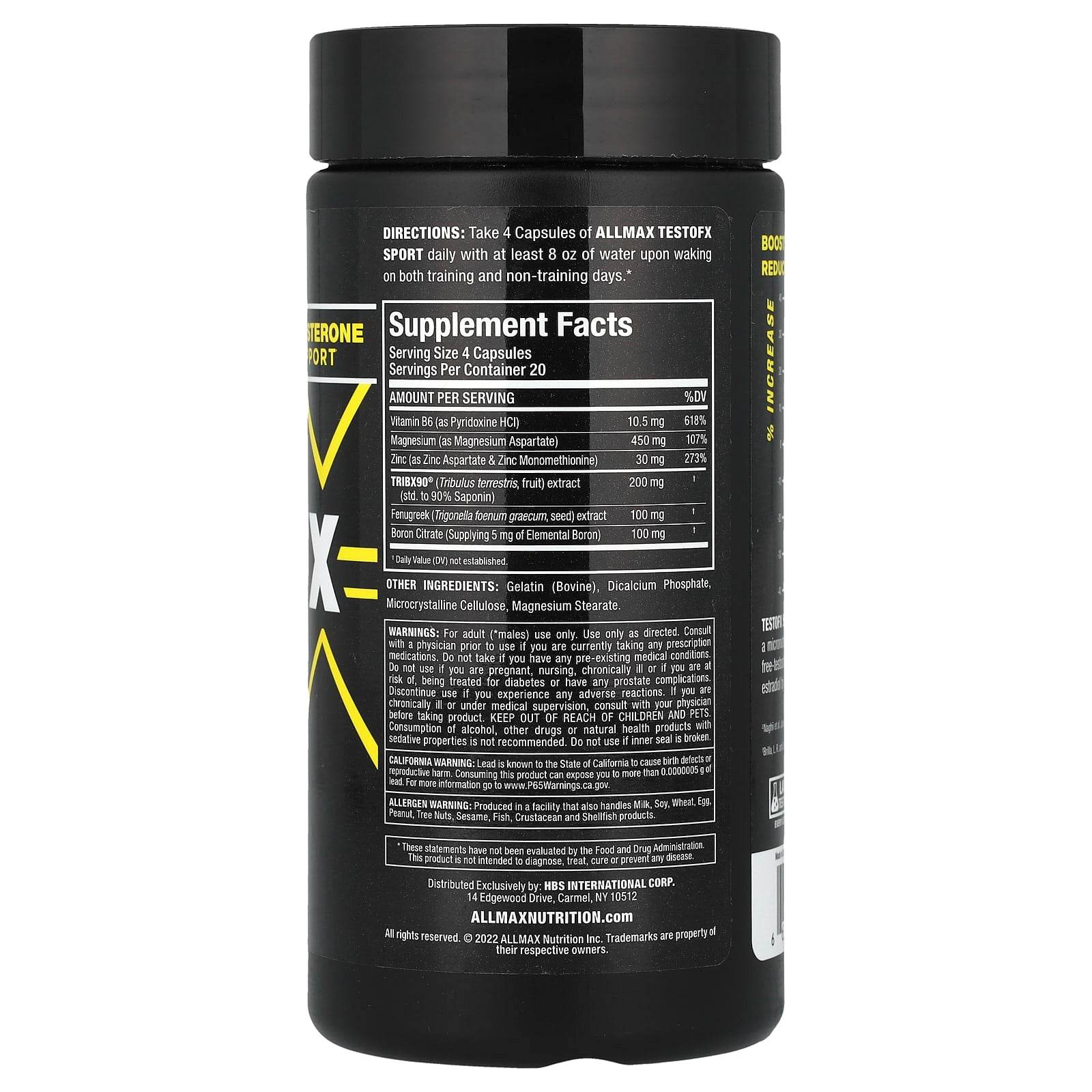 БАД ALLMAX TestoFX Sport, для поддержки тестостерона, 80 капсул - Boxette Shop