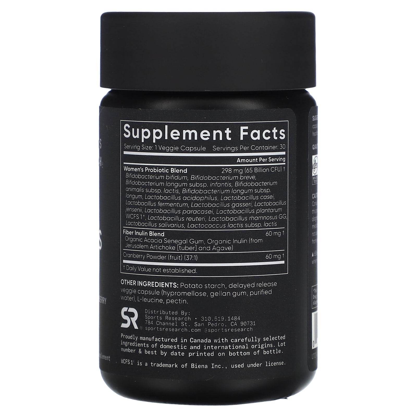 БАД Sports Research, Пробиотики для женщин, клюква, 30 капсул - Boxette Shop