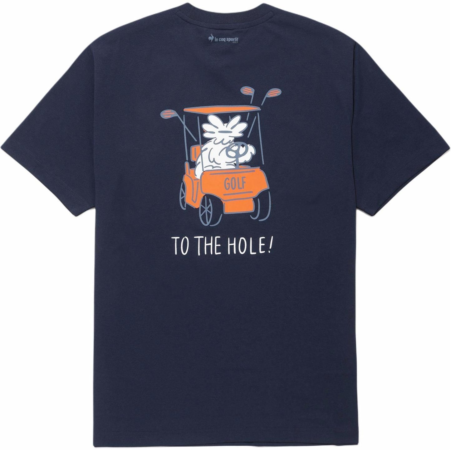 Le Coq Sportif logotipi bosilgan qisqa yengli, bo'yinbog'li futbolka