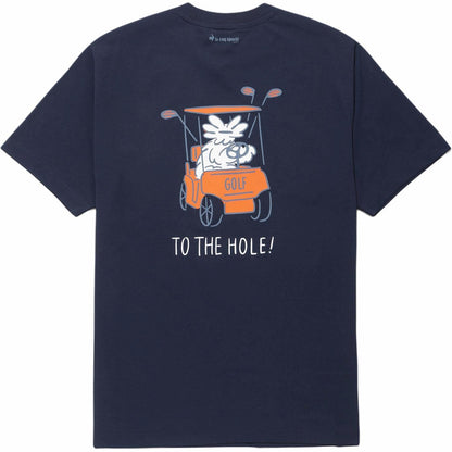 Le Coq Sportif logotipi bosilgan qisqa yengli, bo'yinbog'li futbolka