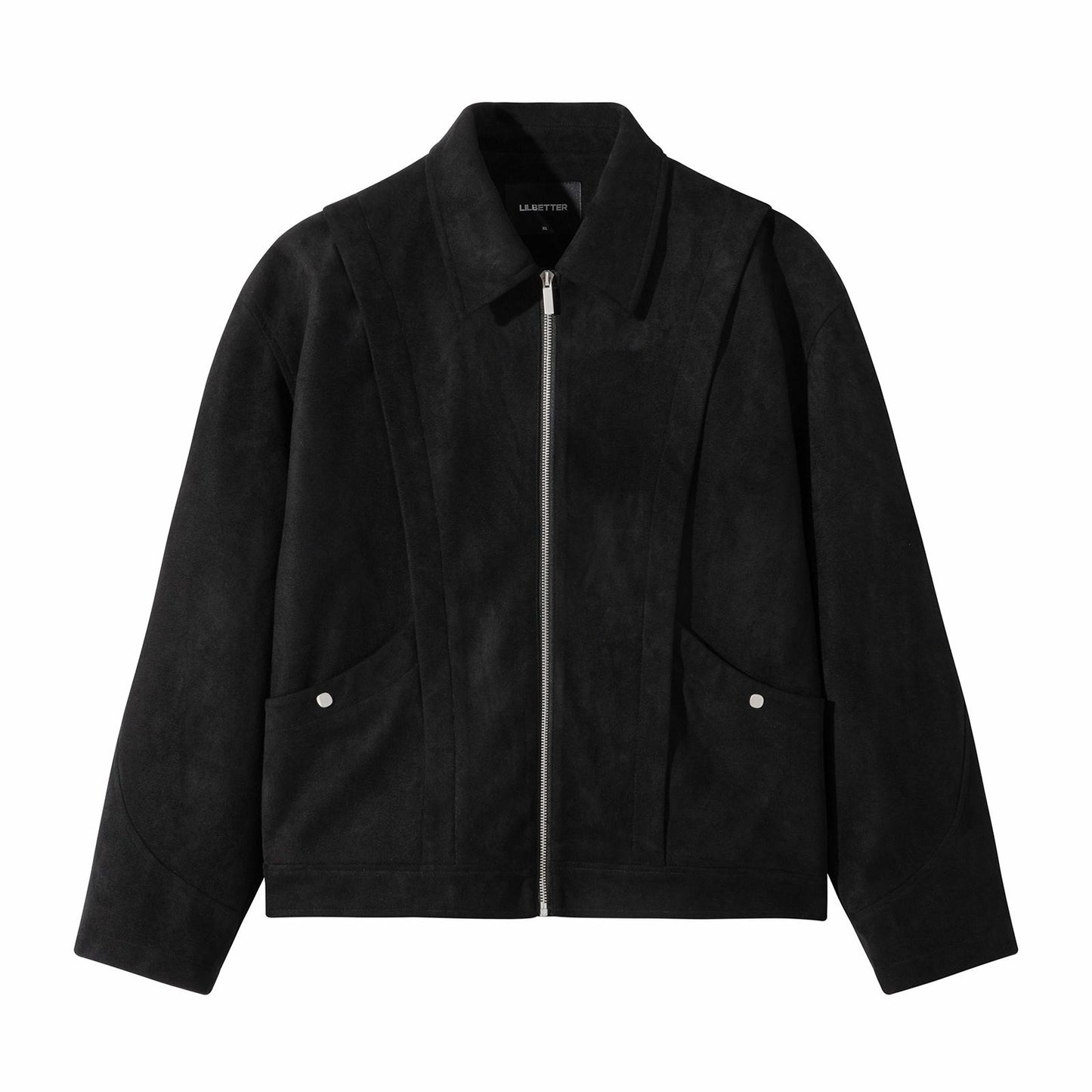 Lilbetter sun'iy zamsh bo'sh barglari bo'lingan dizayn stiletto shakli trend oddiy ko'p qirrali kalta blazer ko'ylagi erkaklar qora