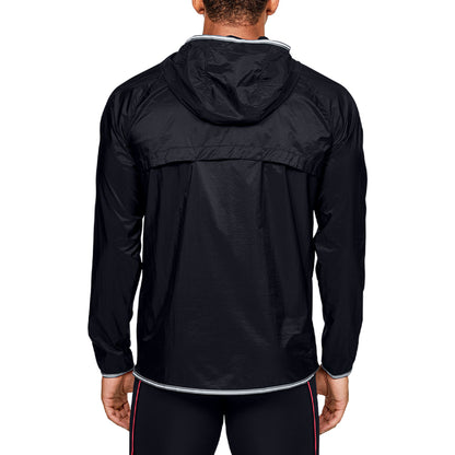Under armour qualifier storm packable running hooded gym shirt men's black