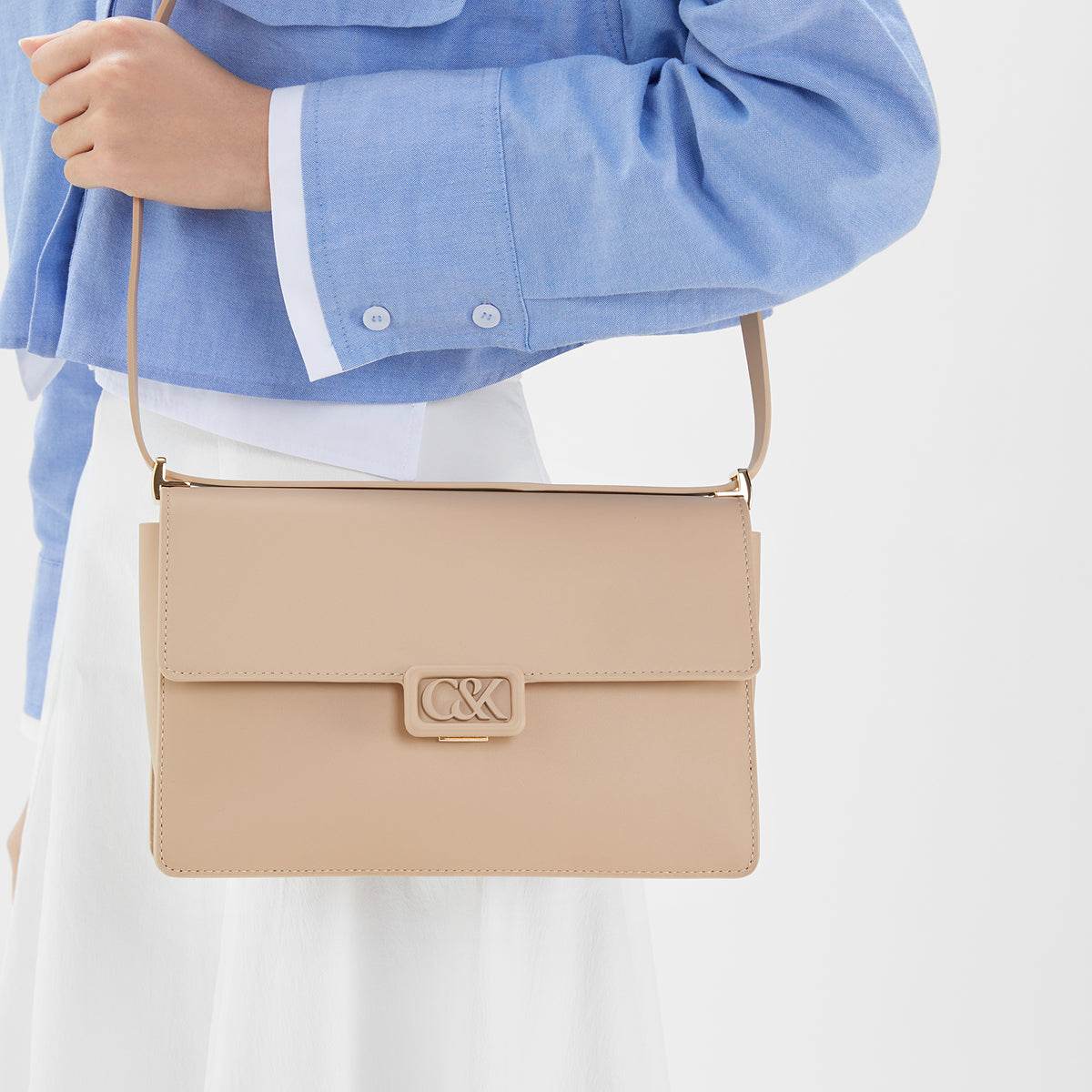 Сумка женская Charles&Keith Commuter Envelope Square Cowhide S - Boxette Shop