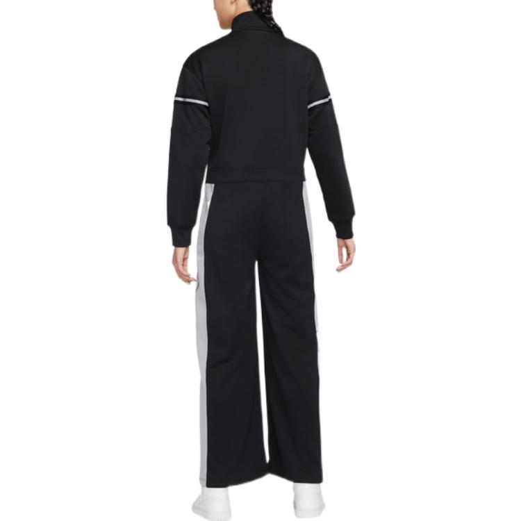 Jordan logotipi bosilgan chiziqli detalli bir qismli ayollar qora + qora kostyum