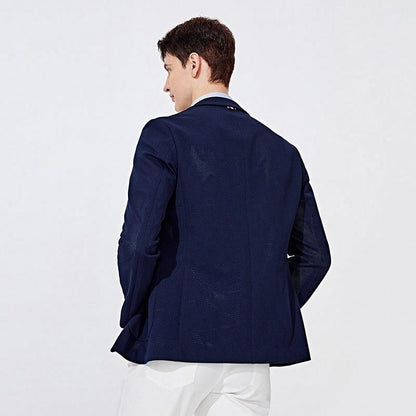 Navigare italyancha kichik yelkanli qayiq boshqaruvchi uslubdagi oddiy retro katta qulaylik hissi ko'p qirrali rasmiy kurtka biznes tasodifiy oqlangan nozik trikotaj kostyum erkaklar uchun to'q ko'k