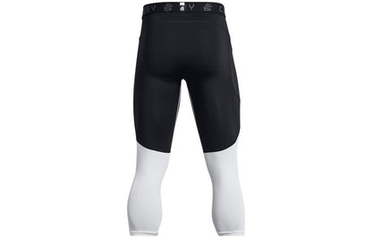 Under armour карри леггинсы карри логотип узорчатый цвет блокировки плотно семь тренировки внутри спортивный костюм брюки мужские черный