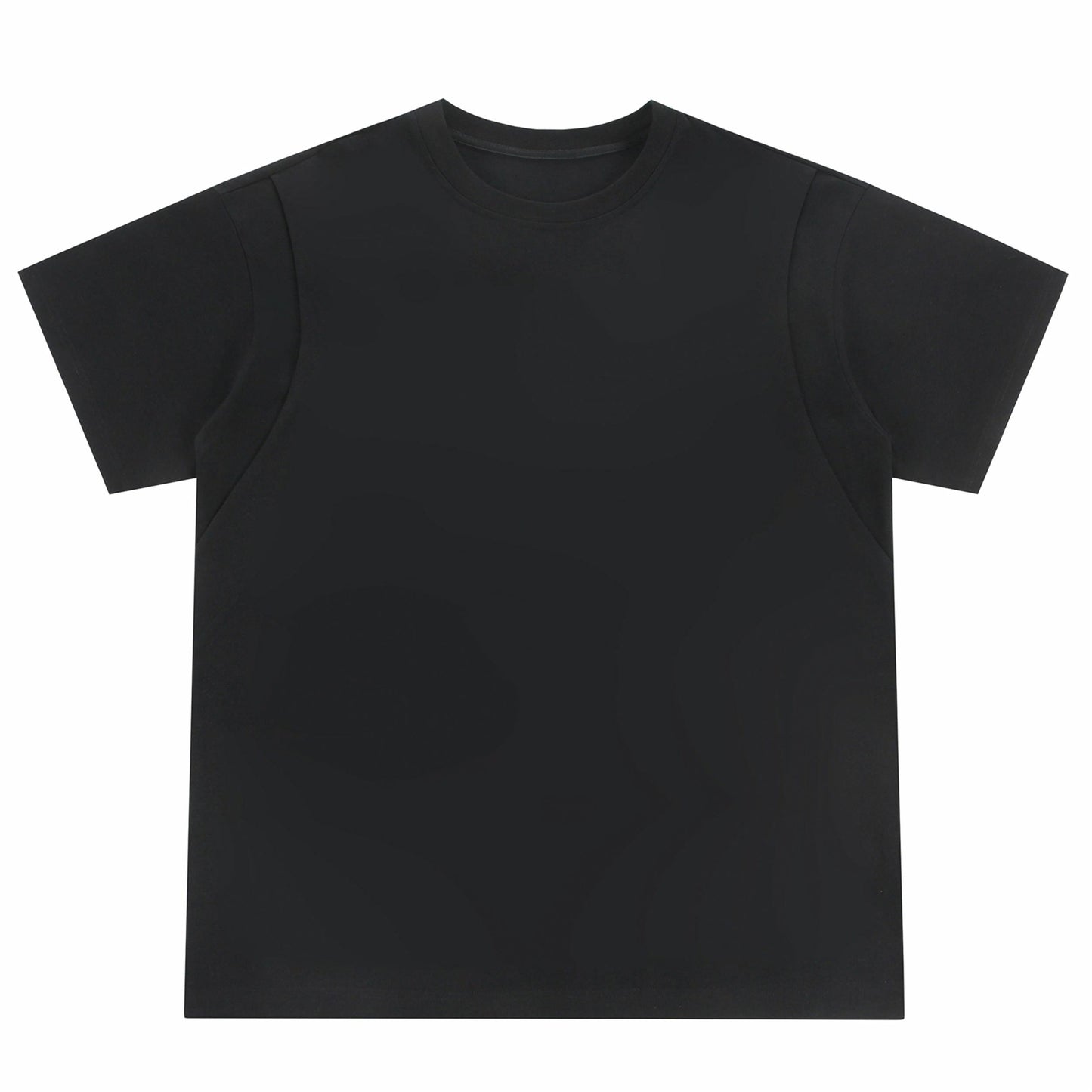 Paddy Julia bir xil rangdagi asosiy dekonstruksiya qilingan birlashma dizayn hissi yelkali bo'sh ko'p qirrali oddiy shamol qutisi versiyasi pastki qismdagi kalta yengli futbolka erkaklar va ayollar bir xil modellar