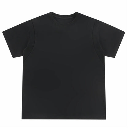 Paddy Julia bir xil rangdagi asosiy dekonstruksiya qilingan birlashma dizayn hissi yelkali bo'sh ko'p qirrali oddiy shamol qutisi versiyasi pastki qismdagi kalta yengli futbolka erkaklar va ayollar bir xil modellar