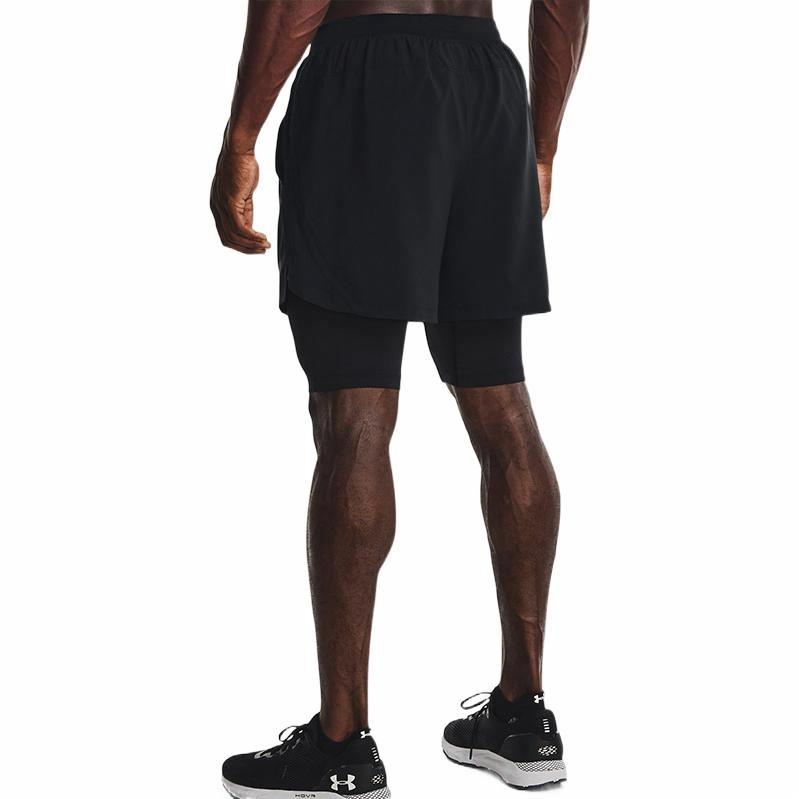 Under armour 2-в-1 спортивные тренировочные беговые дышащие шорты мужские черные