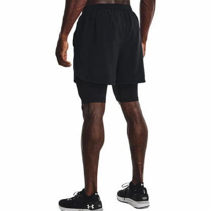 Under armour 2-в-1 спортивные тренировочные беговые дышащие шорты мужские черные