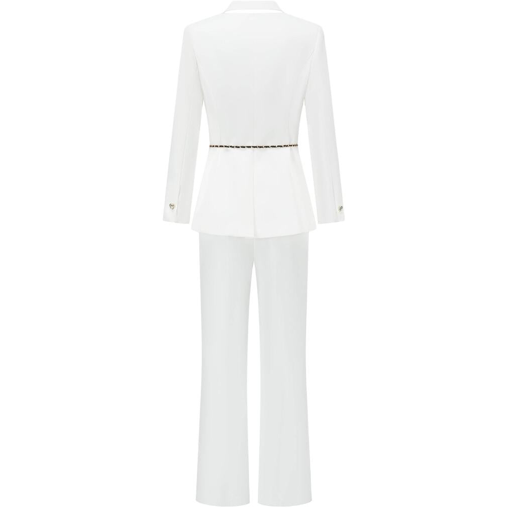 Bitta Shalon oq choyi Jiaoren opa-singil tizimi Minimalist trening intervyu kiyimi Neytral uslub dangasa uslubi yaxshi qizlar kiyimi Minimalist tops Karyera Kundalik shimlar sovg'a qutisi kostyum kostyumi Ayollar oq