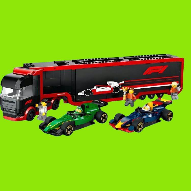 Конструктор LEGO Грузовик с гоночными автомобилями Red Bull RB20 и Aston Martin AMR24 F1 (60445) - Boxette Shop