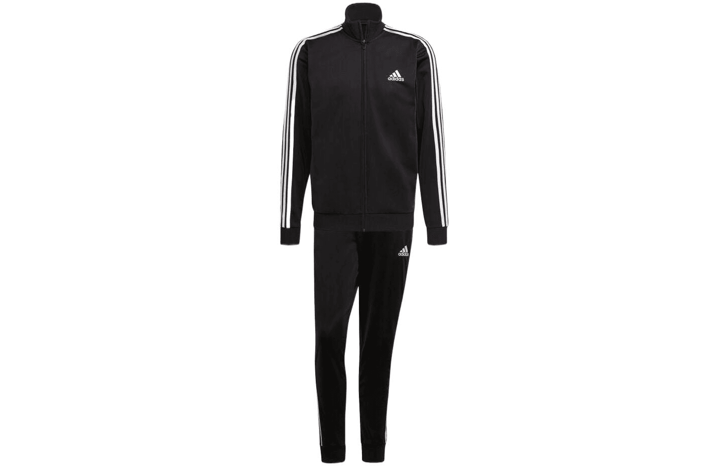 Adidas sportswear essentials 3-stripes logo jacket coat trousers casual sports suit men's international black - Boxette Shop
