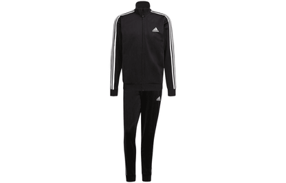 Adidas sportswear essentials 3-stripes logo jacket coat trousers casual sports suit men's international black - Boxette Shop