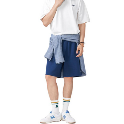 New Balans nb sport life bir rangli kichik logotipli to'rli trikotaj sport shortilari erkaklar ko'k