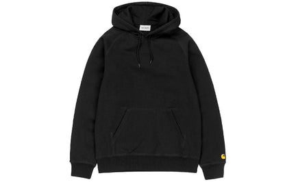Carhartt wip ss21 tikilgan oddiy logotip naqshli kaputli pullover erkaklar qora kozok