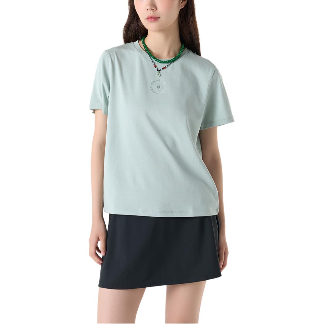 Le coq le coq sportif bosma naqshli dumaloq bo'yinli kalta yengi ayollar futbolkasi