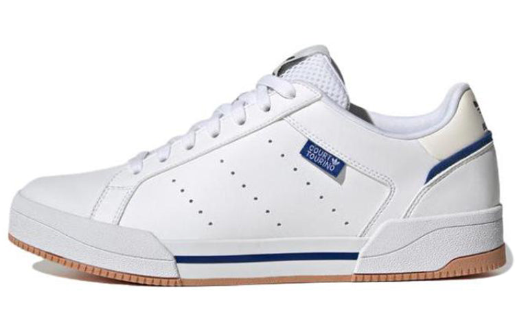 Adidas originals court tourino синтетическая кожа коровья кожа досуг нескользящий износостойкий низкий топ доски обувь мужские и женские модели белый