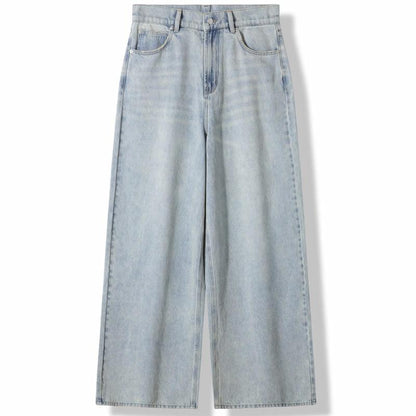 Lilbetter vintage eski osmon ko'k yuvilgan, keng oyoqli erkin yirtilgan jinsi shimlar ochiq ko'k