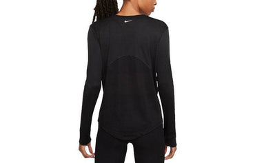 Женская черная футболка с длинным рукавом nike mesh splicing quick dry breathable athletic t-shirt - Boxette Shop