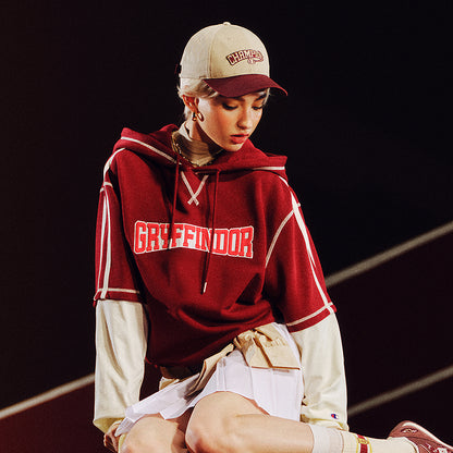 Champion x harry potter гарри поттер совместные модели fw25 пуловер с капюшоном удобный ретро классический простой универсальный мода мягкий толстовка американская версия те же модели мужчины и женщины