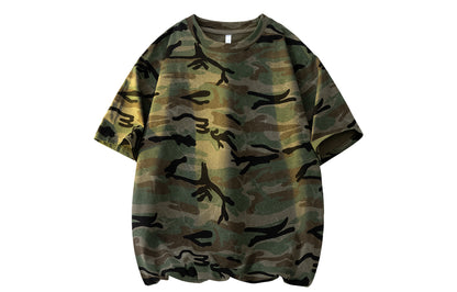 Paddy Julia Amerika hip-hop retro qovurilgan ko'cha gangster chiroyli kamuflyaj harbiy ekipaj bo'yinli pullover High Street ins paxta ko'p qirrali kollej uslubi tasodifiy qisqa yengli futbolka erkaklar va ayollar bir xil narsa