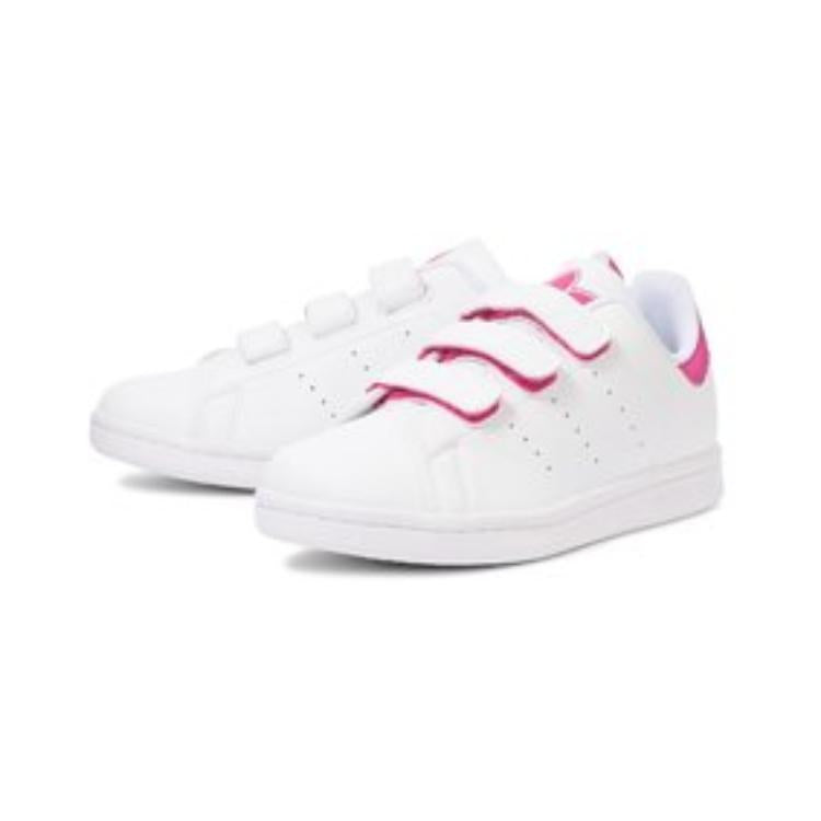 Adidas originals stan smith cf удобные и простые противоскользящие и износостойкие детские бордшорты с низким верхом бело-розовые средние и маленькие дети