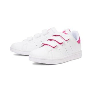 Adidas originals stan smith cf удобные и простые противоскользящие и износостойкие детские бордшорты с низким верхом бело-розовые средние и маленькие дети
