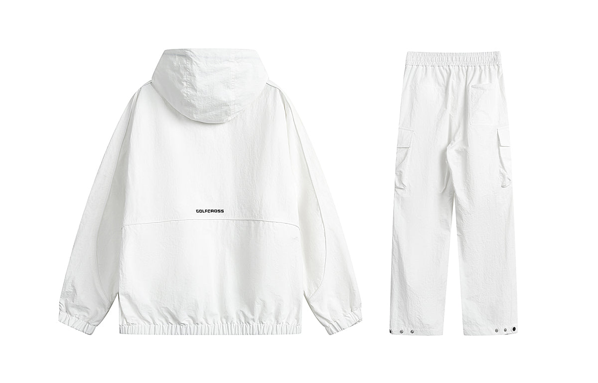 Golfcross asosiy modellari harflar logotipi bosma bir rangli plili ko'p cho'ntakli ish kiyimi tog 'tizimi ochiq havoda dam olish uchun sport kostyumi erkaklar va ayollar modellari