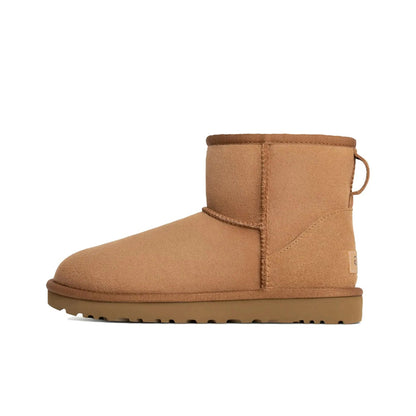 Ugg classic mini из овчины теплые и износостойкие удобные и повседневные короткие сапоги-снегоступы женские каштановые