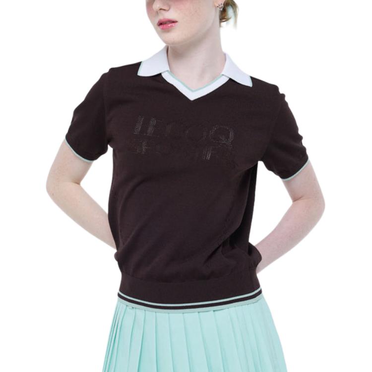 Le coq le coq sportif chiziqli logotipi qisqa yengli trikotaj ayollar