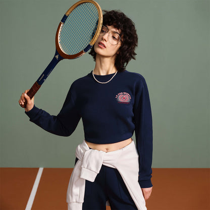 Le coq le coq sportif ayollar tennis kolleksiyasi vintage sport ekipaji bo'yinli kozok ayollar