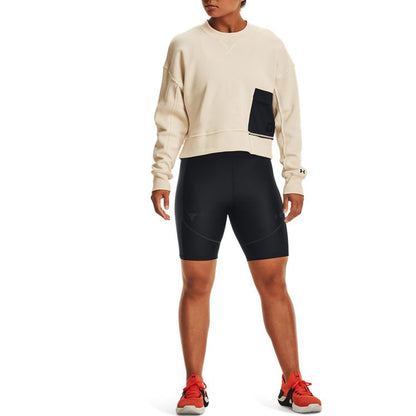 Under armour under armour johnson series casual fleece round neck training sports short sweatshirt women's white