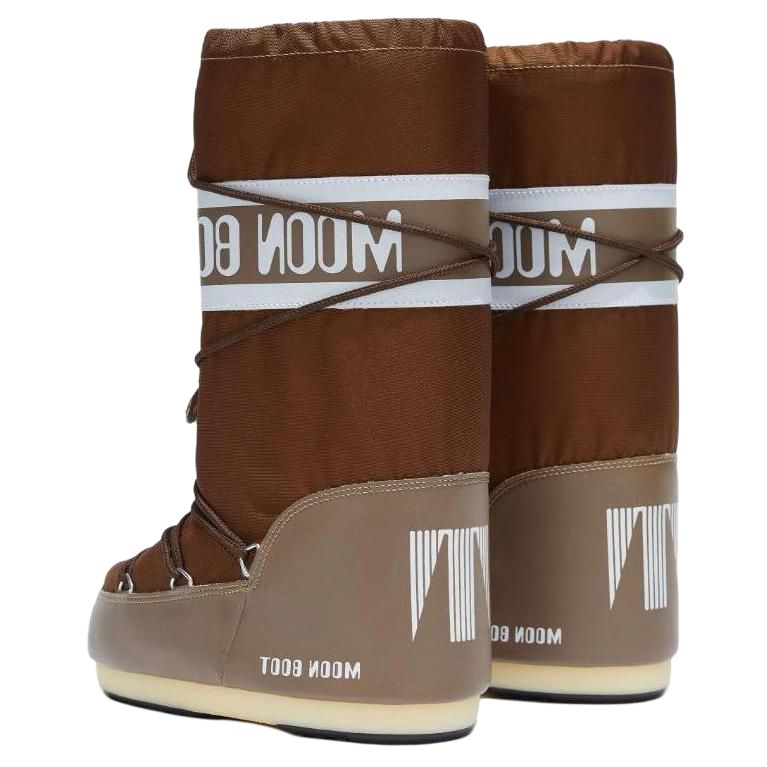 Moon boot logo print panel tall snow boots unisex brown