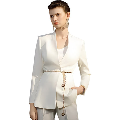 Bitta Shalon oq choyi Jiaoren opa-singil tizimi Minimalist trening intervyu kiyimi Neytral uslub dangasa uslubi yaxshi qizlar kiyimi Minimalist tops Karyera Kundalik shimlar sovg'a qutisi kostyum kostyumi Ayollar oq