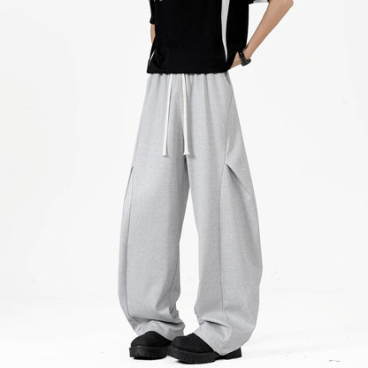 Paddy Julia sof rangdagi plili dekonstruksiyalangan birlashma keng oyoqli Amerika minimalist uslubidagi asosiy bo'lim bo'sh drape tasodifiy ko'p qirrali kundalik ishton erkaklar va ayollar bir xil uslubda