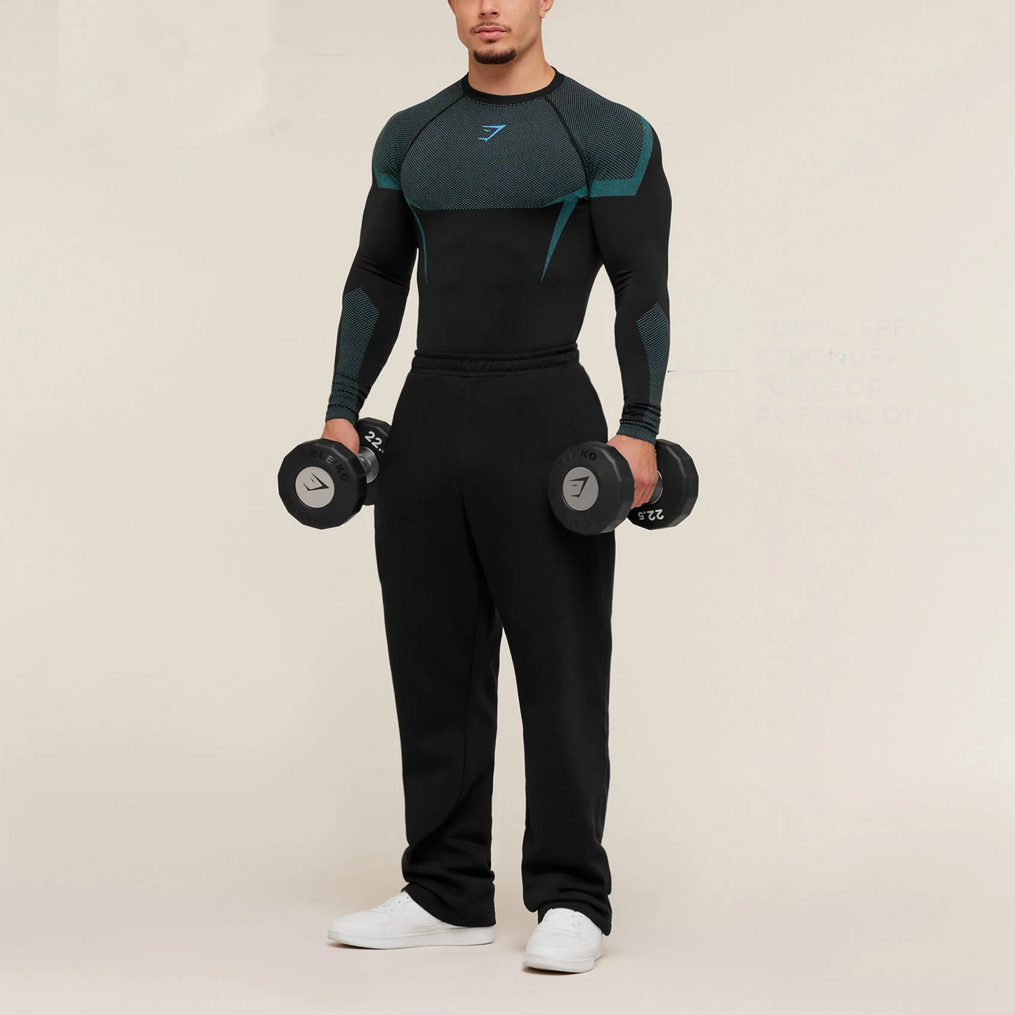 Gymshark Onyx 5.0 erkaklar sporti uchun uzun yengli futbolka