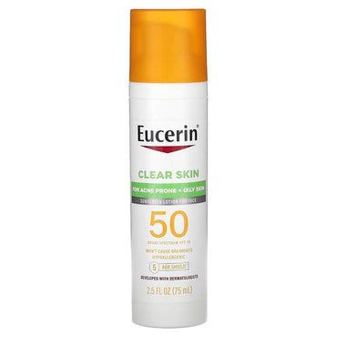 Солнцезащитный лосьон для лица Eucerin Clear Skin, SPF 50, 75 мл - Boxette Shop