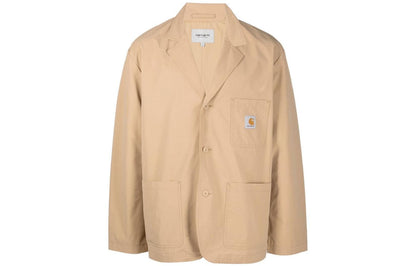 Carhartt wip ss22 patchli tugmali blazer erkaklar xaki