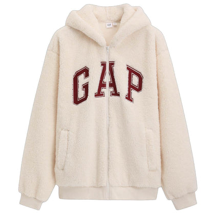Gap осенью и зимой вышитый логотип плюшевые капюшоном теплые толстые пальто свитер мужчин и женщин с тем же пунктом - Boxette Shop