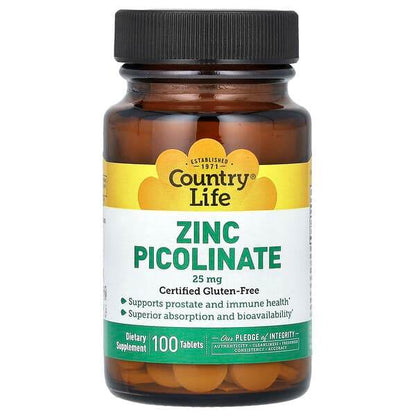 БАД Country Life, Zink Picolinate, 25 мг, 100 таблеток - Boxette Shop