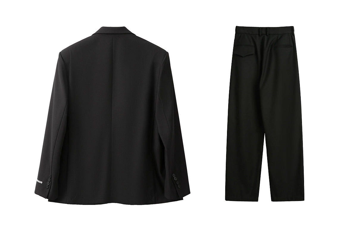 Golfcross sof rangli klassik harfli bosma asosiy oddiy bo'sh tasodifiy draped kostyum kostyum uniseks qora