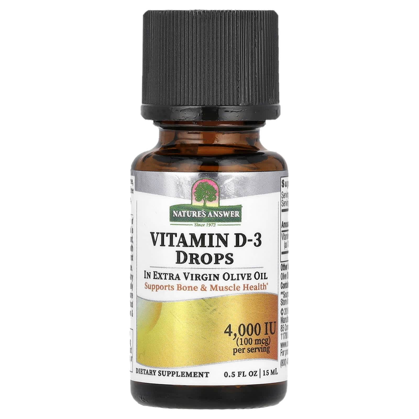 БАД Nature's Answer Vitamin D3, 15 мл (0,5 жидк. унции) - Boxette Shop