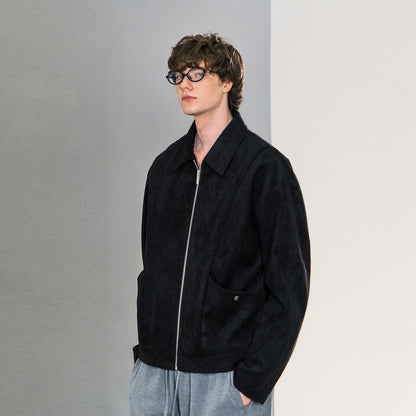 Lilbetter sun'iy zamsh bo'sh barglari bo'lingan dizayn stiletto shakli trend oddiy ko'p qirrali kalta blazer ko'ylagi erkaklar qora