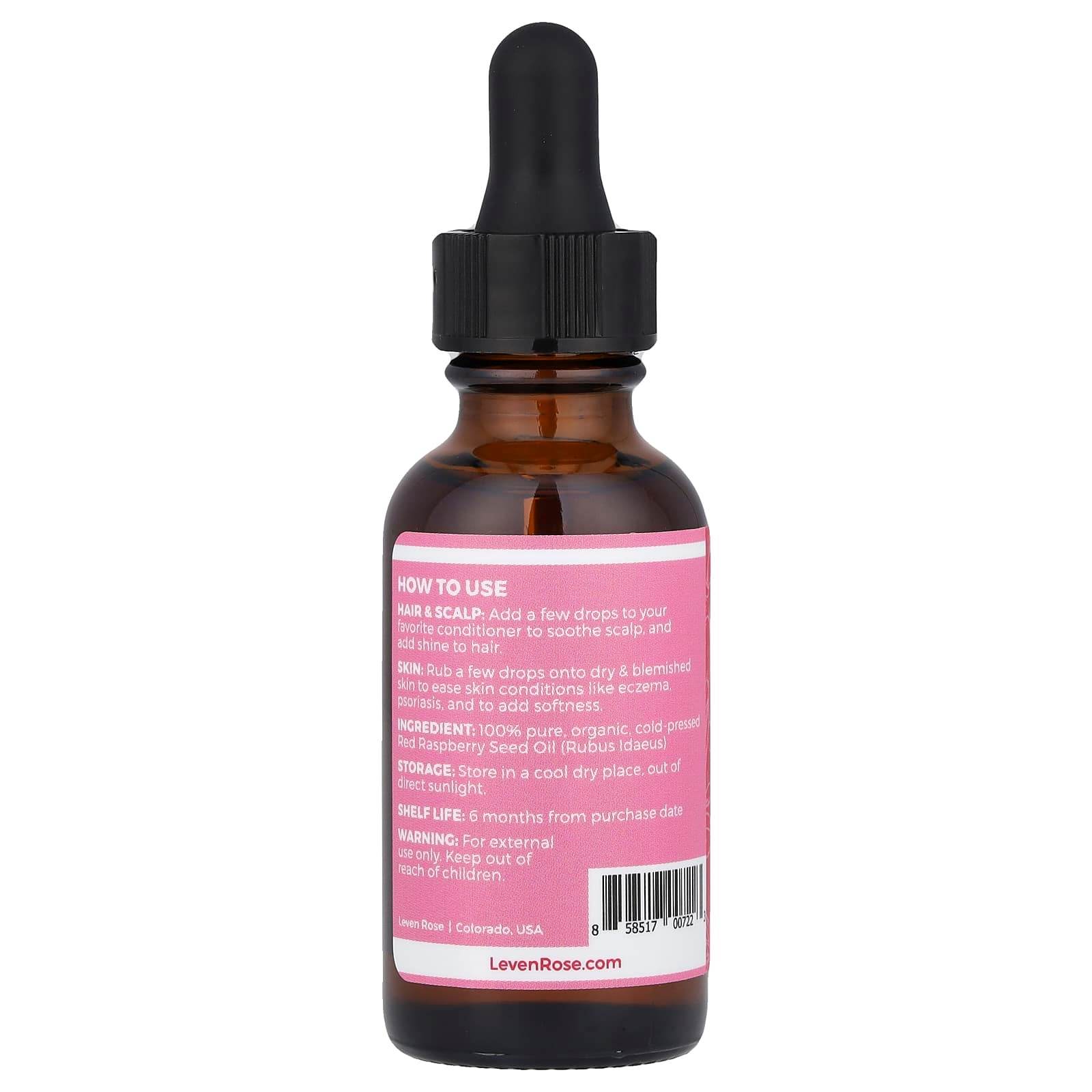 Масло для волос Leven Rose, из семян красной малины, 30 мл - Boxette Shop