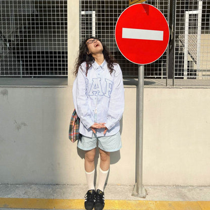 Рубашка Gap Long Sleeve Logo Stripe Shirt - Boxette Shop