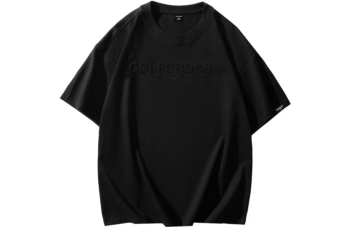 Golfkross harflari shimgichli bosilgan naqshinkor kashtado'zlik tasodifiy yumaloq bo'yinli yelkali qisqa yengli futbolkalar naqshli erkaklar va ayollar