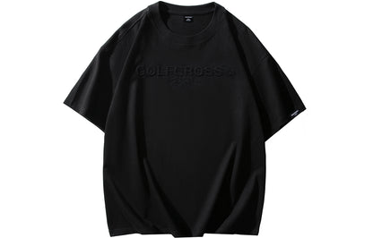 Golfkross harflari shimgichli bosilgan naqshinkor kashtado'zlik tasodifiy yumaloq bo'yinli yelkali qisqa yengli futbolkalar naqshli erkaklar va ayollar