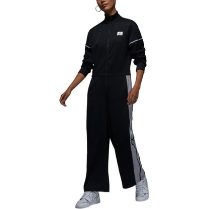 Jordan logotipi bosilgan chiziqli detalli bir qismli ayollar qora + qora kostyum